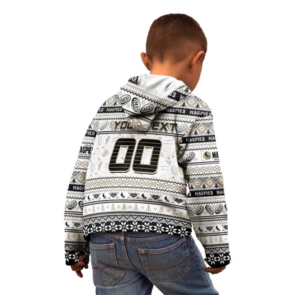 Personalized Magpies Rugby Xmas Kid Hoodie Australia AFL Mascot