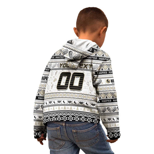 Personalized Magpies Rugby Xmas Kid Hoodie Australia AFL Mascot