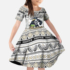 Personalized Magpies Rugby Xmas Kid Short Sleeve Dress Australia AFL Mascot