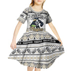 Personalized Magpies Rugby Xmas Kid Short Sleeve Dress Australia AFL Mascot