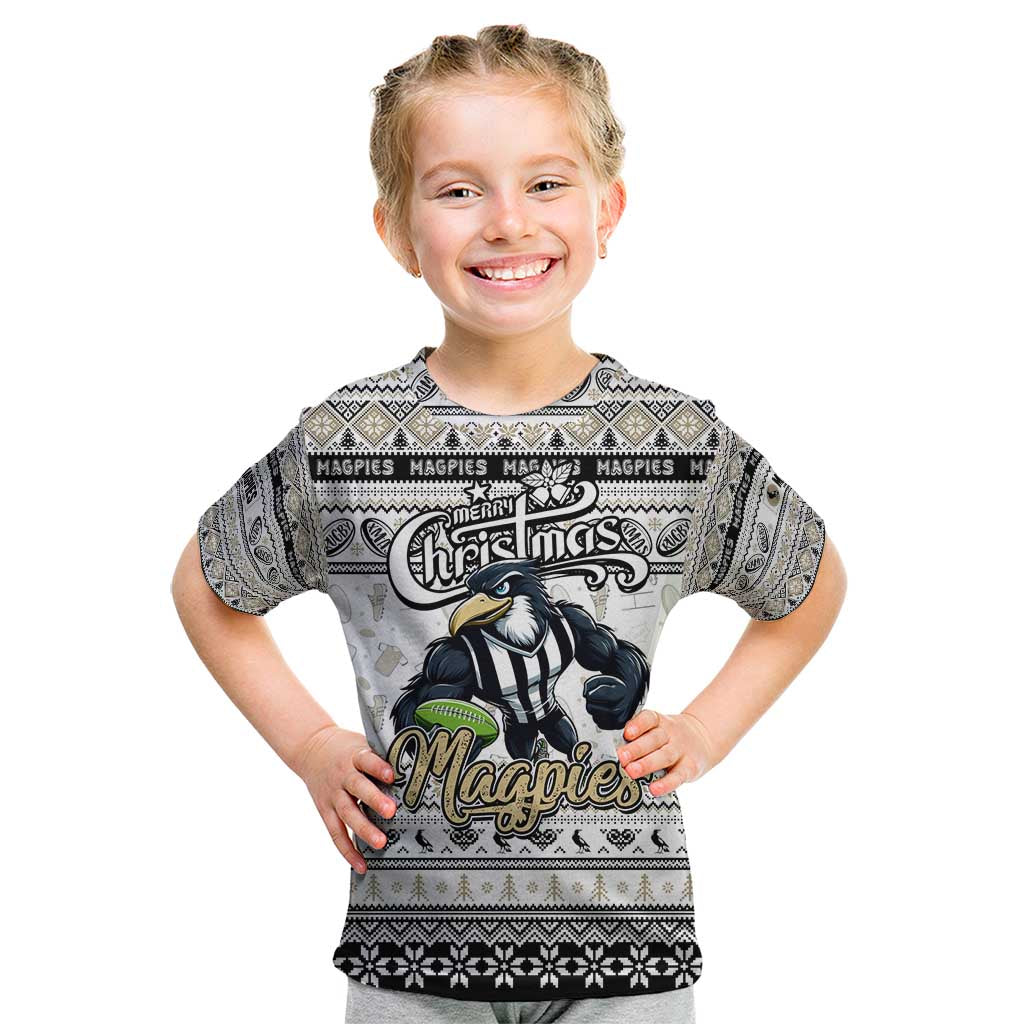 Personalized Magpies Rugby Xmas Kid T Shirt Australia AFL Mascot