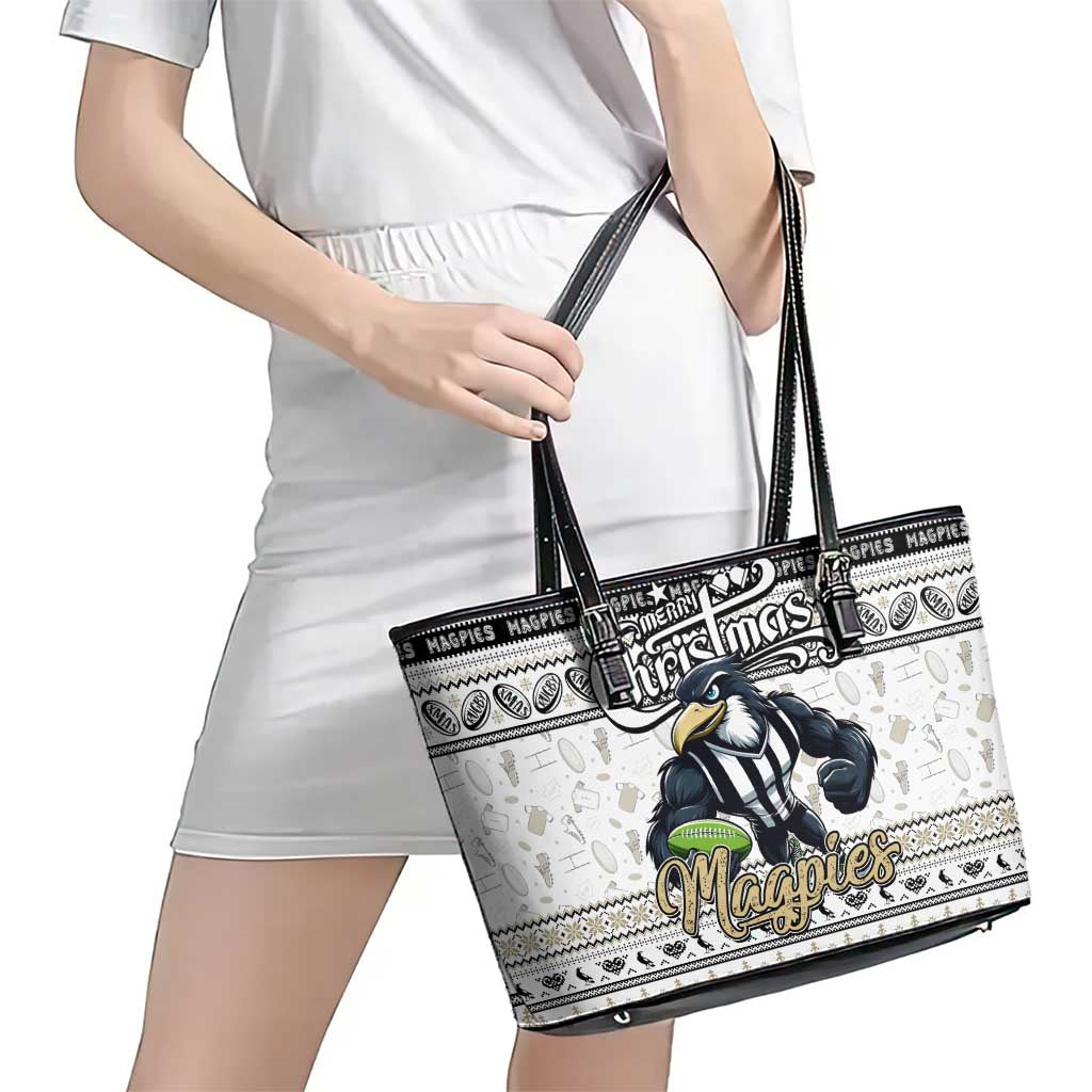 Magpies Football Xmas Leather Tote Bag Australia AFL Mascot