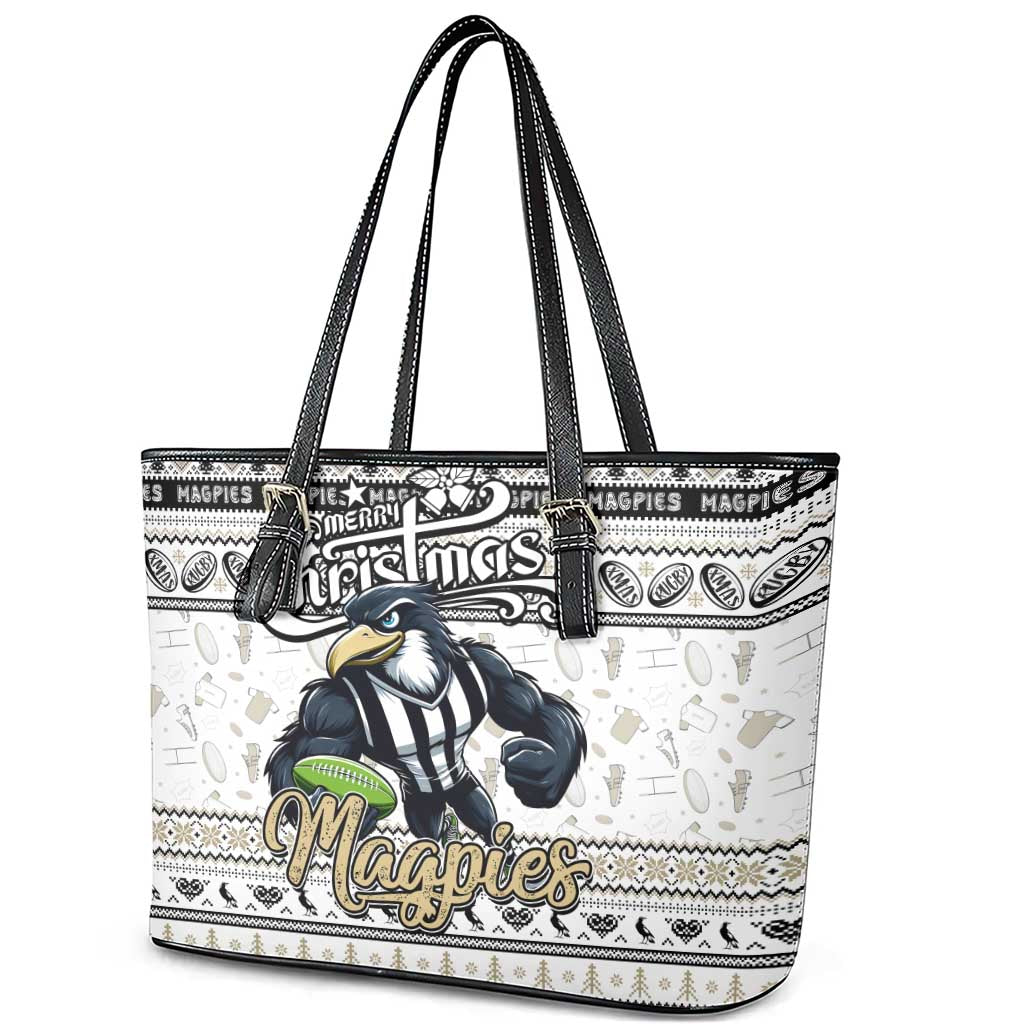 Magpies Football Xmas Leather Tote Bag Australia AFL Mascot