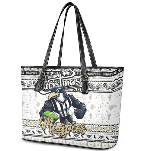 Magpies Football Xmas Leather Tote Bag Australia AFL Mascot