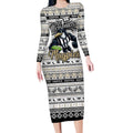 Personalized Magpies Rugby Xmas Long Sleeve Bodycon Dress Australia AFL Mascot