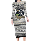 Personalized Magpies Rugby Xmas Long Sleeve Bodycon Dress Australia AFL Mascot
