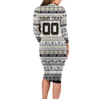 Personalized Magpies Rugby Xmas Long Sleeve Bodycon Dress Australia AFL Mascot