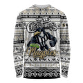 Personalized Magpies Rugby Xmas Long Sleeve Shirt Australia AFL Mascot