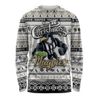 Personalized Magpies Rugby Xmas Long Sleeve Shirt Australia AFL Mascot
