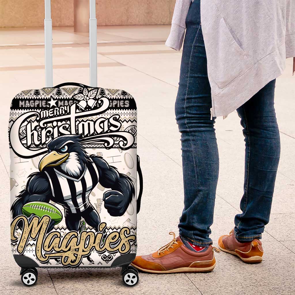 Magpies Football Xmas Luggage Cover Australia AFL Mascot