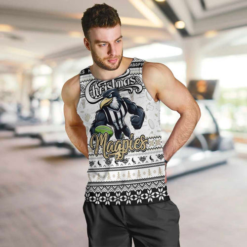 Personalized Magpies Rugby Xmas Men Tank Top Australia AFL Mascot