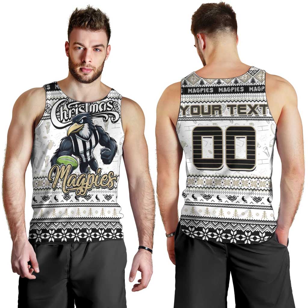 Personalized Magpies Rugby Xmas Men Tank Top Australia AFL Mascot