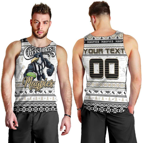 Personalized Magpies Rugby Xmas Men Tank Top Australia AFL Mascot
