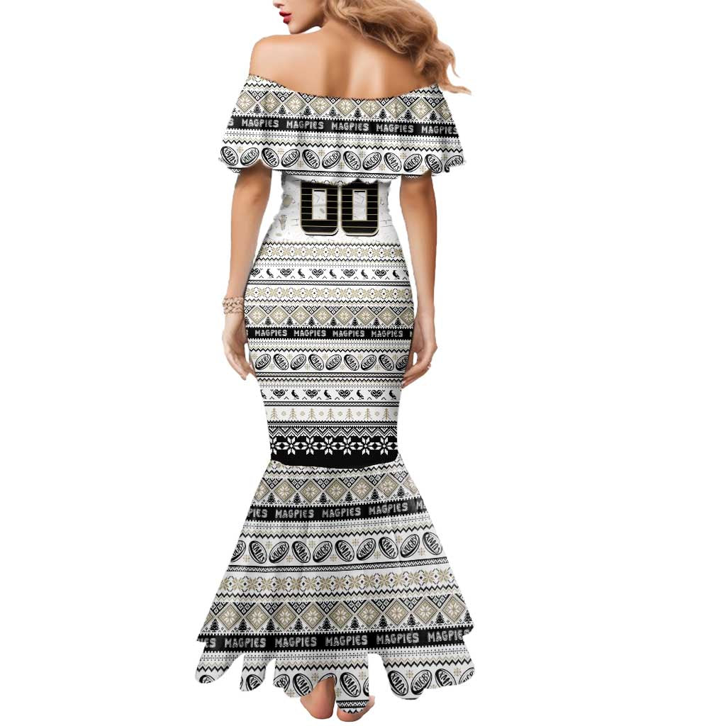 Personalized Magpies Rugby Xmas Mermaid Dress Australia AFL Mascot