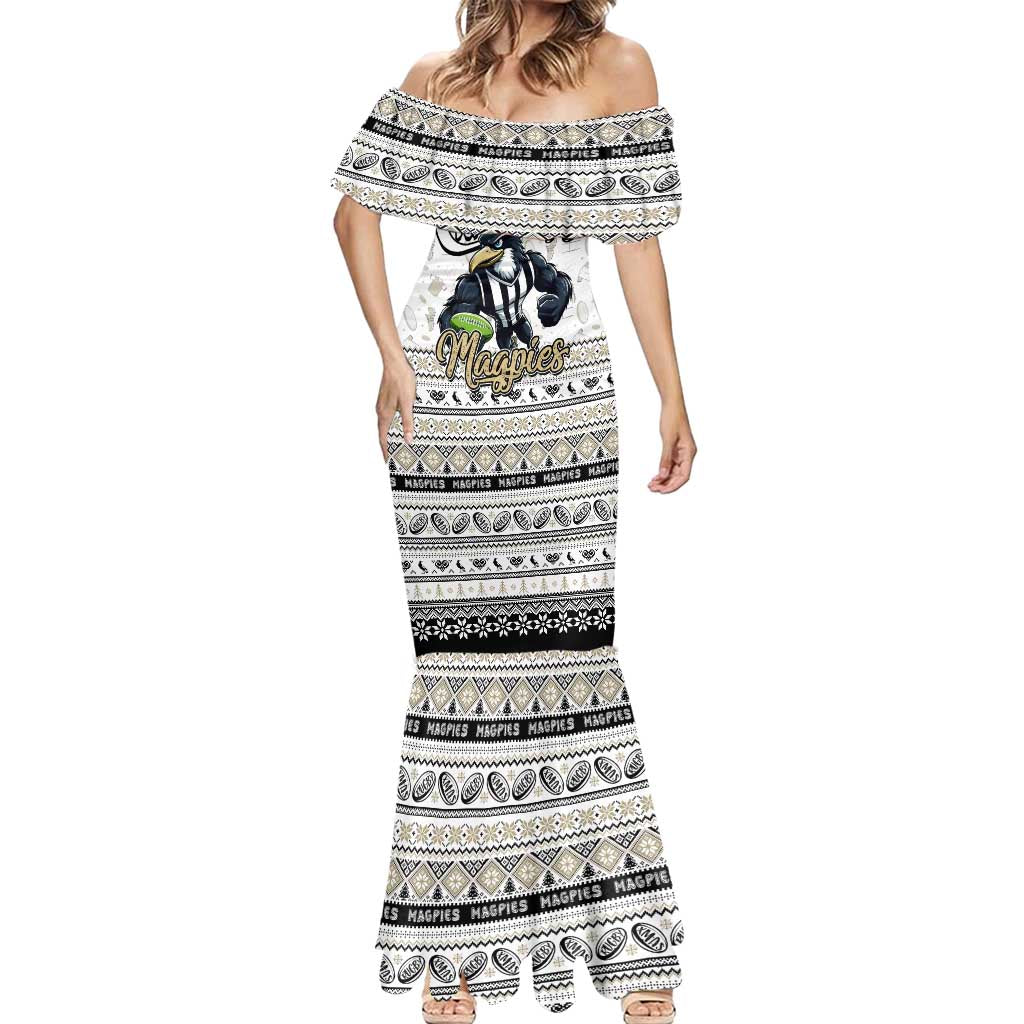 Personalized Magpies Rugby Xmas Mermaid Dress Australia AFL Mascot