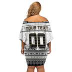 Personalized Magpies Rugby Xmas Off Shoulder Short Dress Australia AFL Mascot