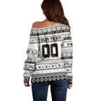 Personalized Magpies Rugby Xmas Off Shoulder Sweater Australia AFL Mascot