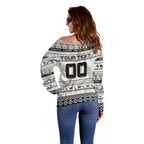 Personalized Magpies Rugby Xmas Off Shoulder Sweater Australia AFL Mascot