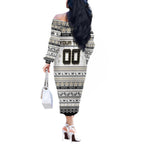 Personalized Magpies Rugby Xmas Off The Shoulder Long Sleeve Dress Australia AFL Mascot