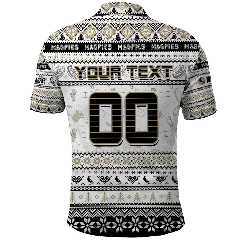 Personalized Magpies Rugby Xmas Polo Shirt Australia AFL Mascot