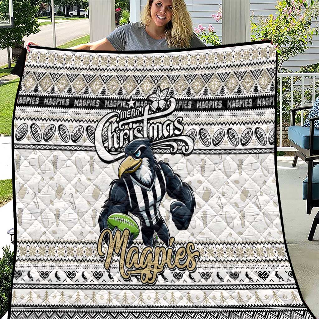 Magpies Football Xmas Quilt Australia AFL Mascot