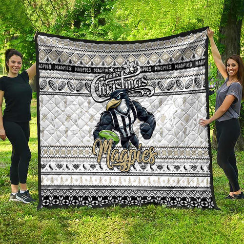 Magpies Football Xmas Quilt Australia AFL Mascot
