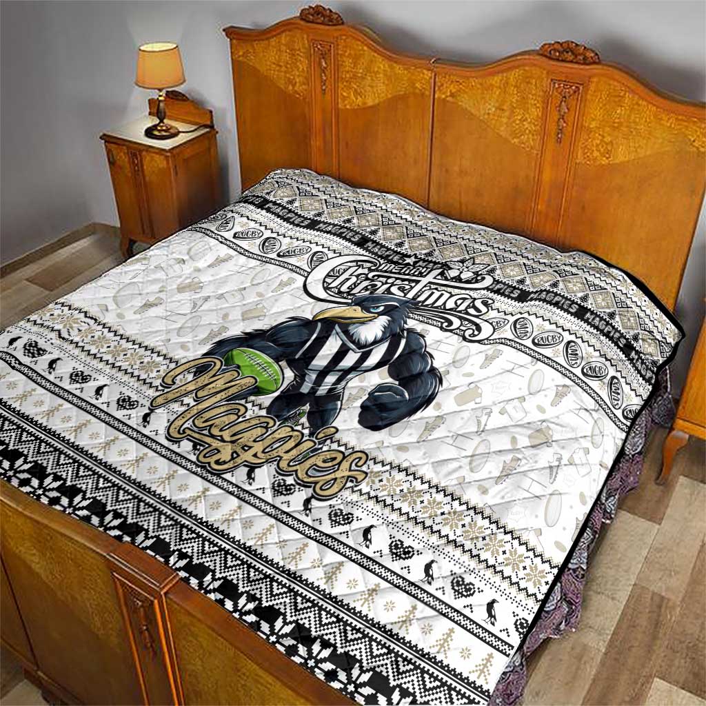 Magpies Football Xmas Quilt Australia AFL Mascot