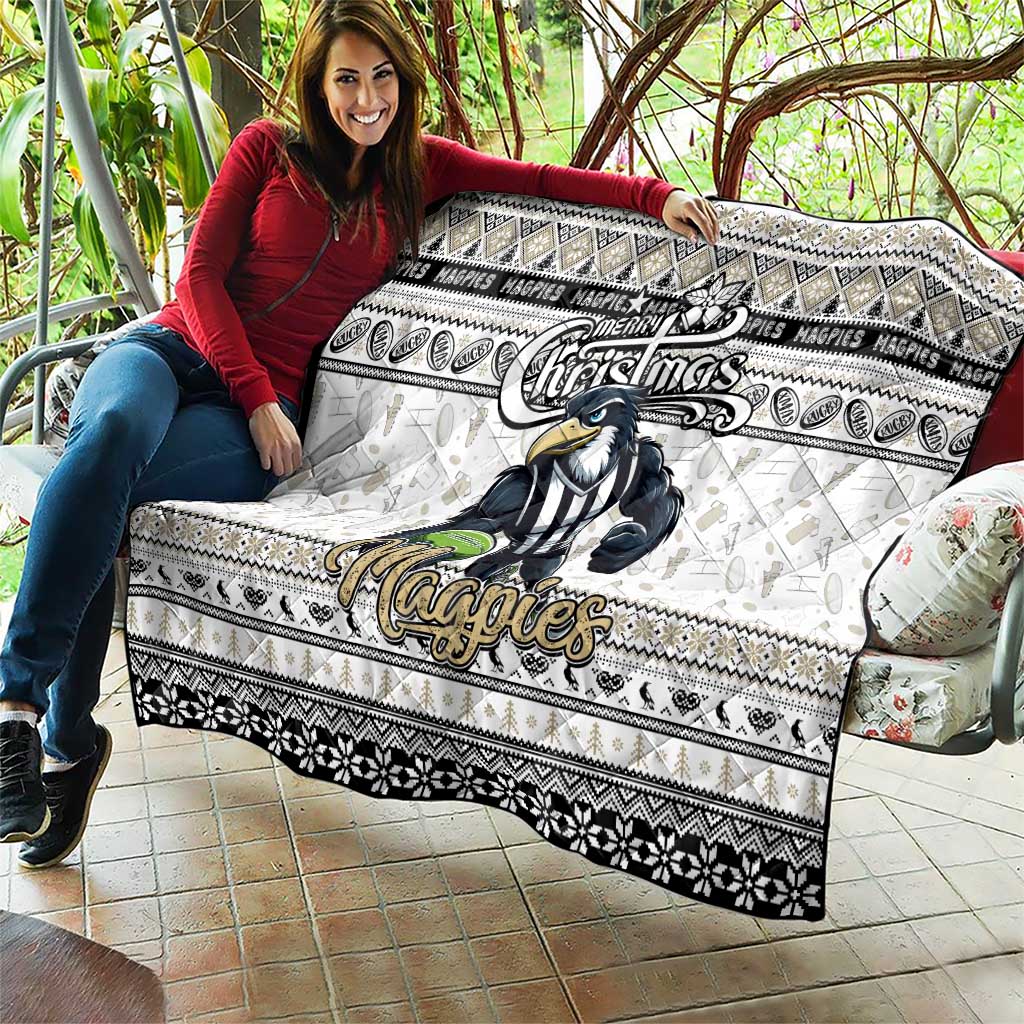 Magpies Football Xmas Quilt Australia AFL Mascot