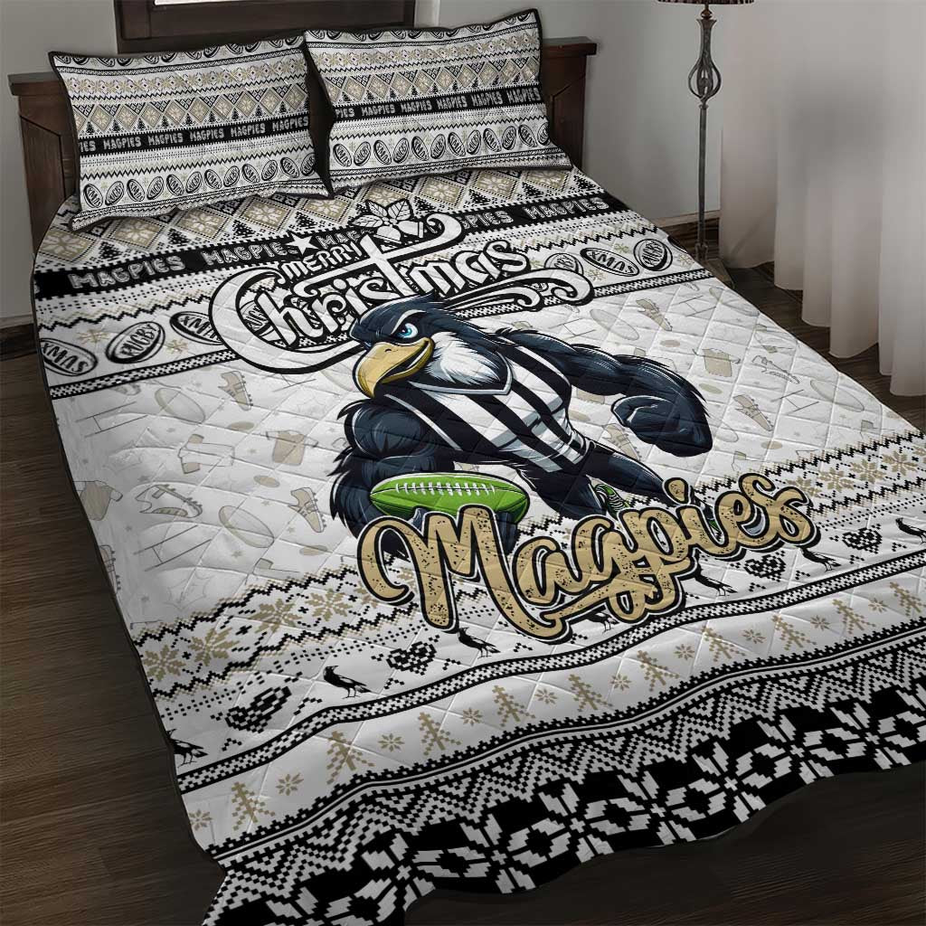 Magpies Football Xmas Quilt Bed Set Australia AFL Mascot