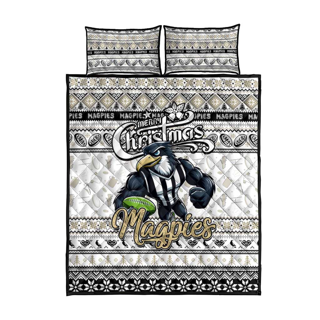 Magpies Football Xmas Quilt Bed Set Australia AFL Mascot