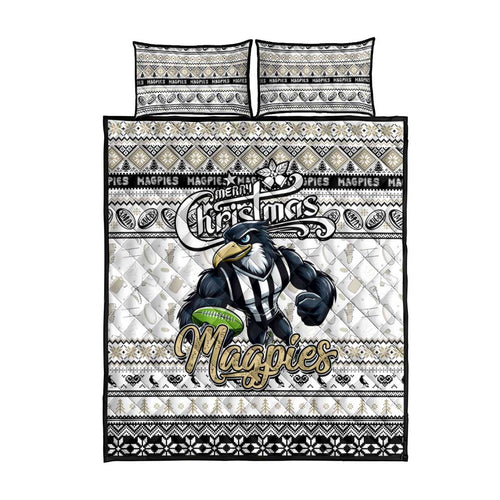 Magpies Football Xmas Quilt Bed Set Australia AFL Mascot