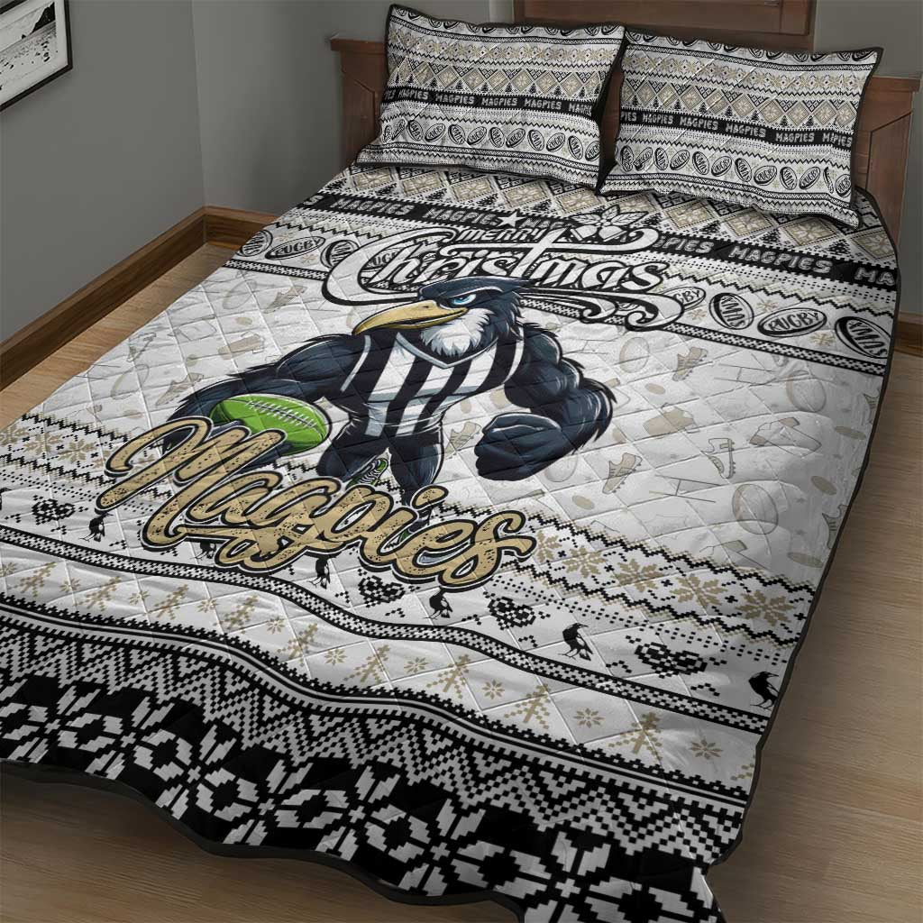 Magpies Football Xmas Quilt Bed Set Australia AFL Mascot
