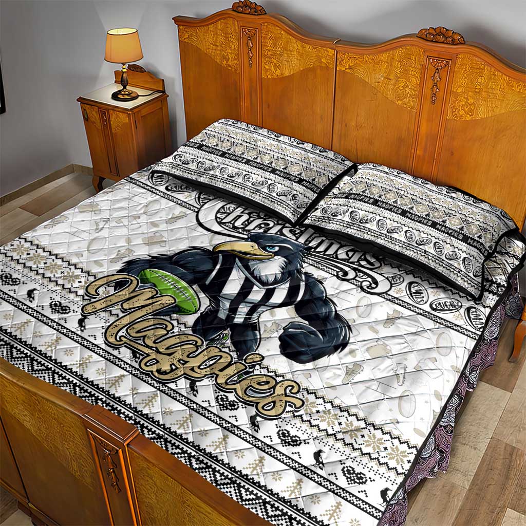 Magpies Football Xmas Quilt Bed Set Australia AFL Mascot