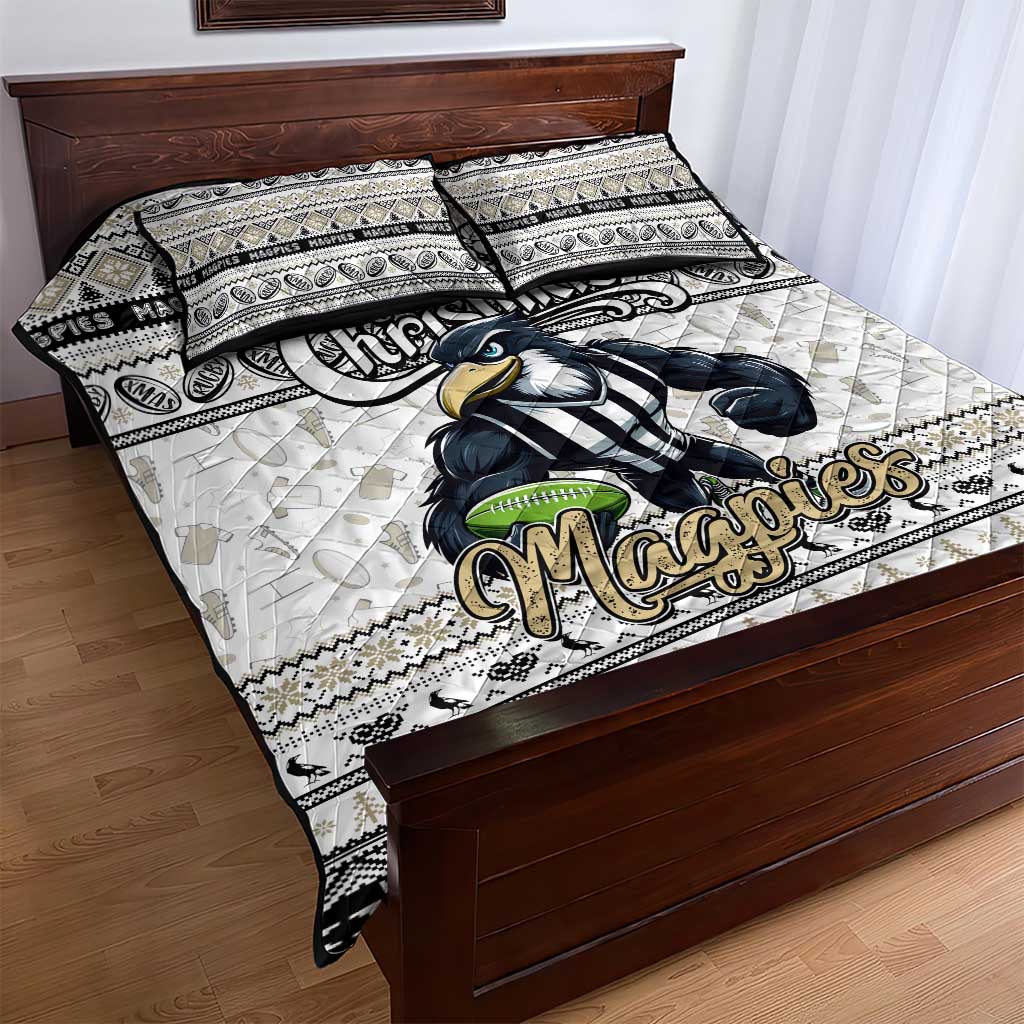 Magpies Football Xmas Quilt Bed Set Australia AFL Mascot