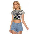 Personalized Magpies Rugby Xmas Raglan Cropped T Shirt Australia AFL Mascot