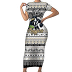 Personalized Magpies Rugby Xmas Short Sleeve Bodycon Dress Australia AFL Mascot