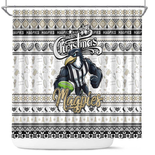 Magpies Football Xmas Shower Curtain Australia AFL Mascot