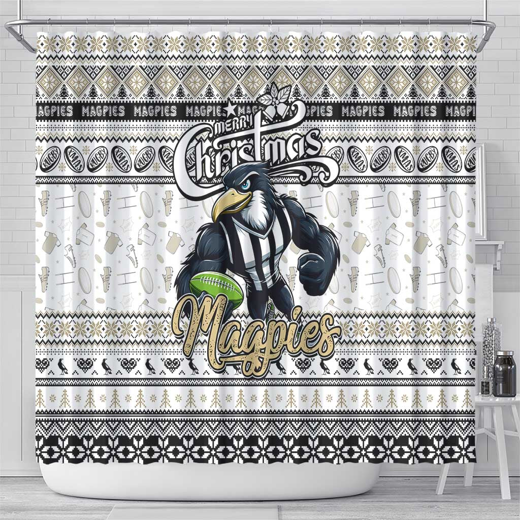 Magpies Football Xmas Shower Curtain Australia AFL Mascot