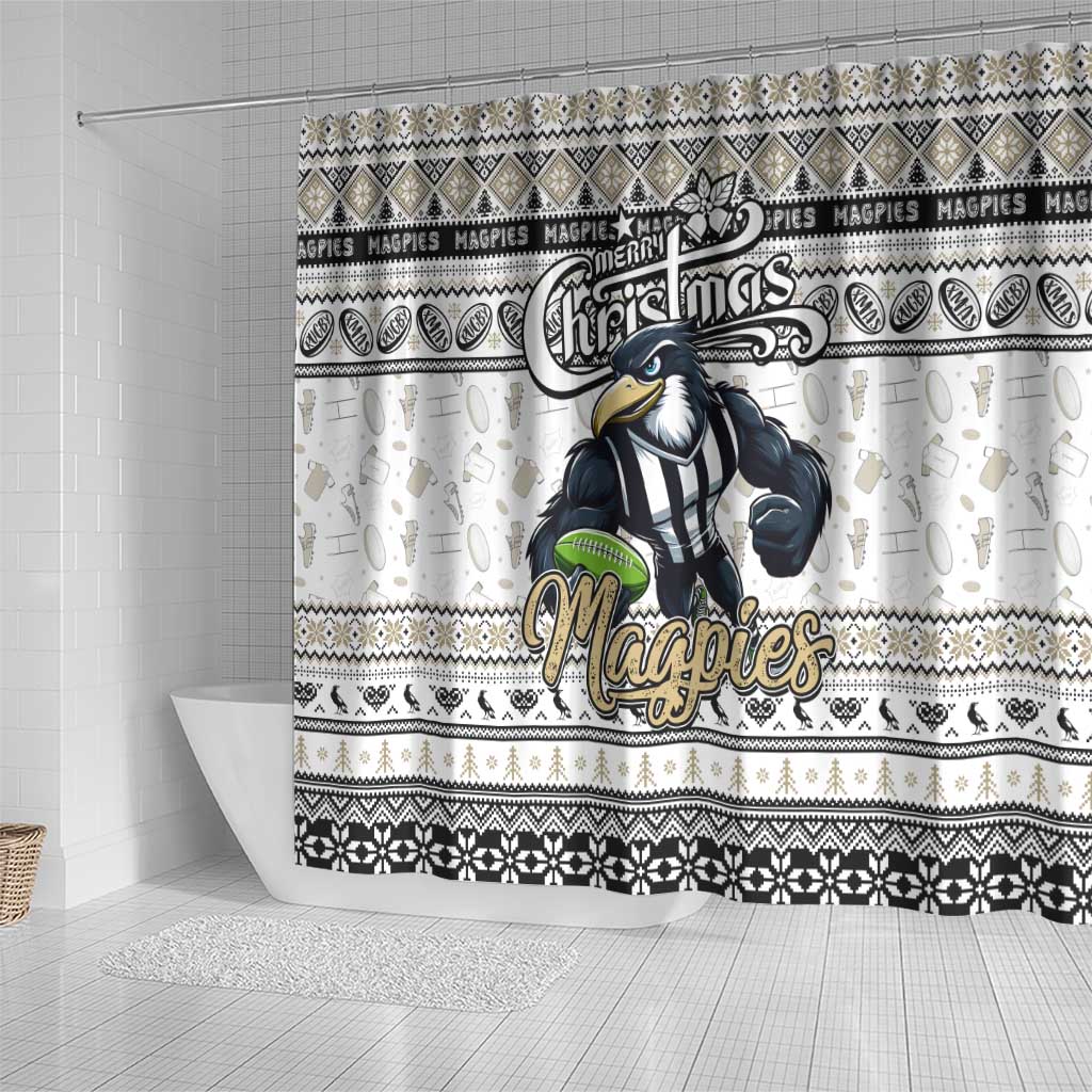 Magpies Football Xmas Shower Curtain Australia AFL Mascot