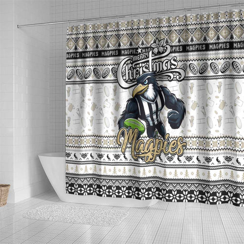 Magpies Football Xmas Shower Curtain Australia AFL Mascot
