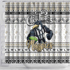 Magpies Football Xmas Shower Curtain Australia AFL Mascot