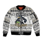 Personalized Magpies Rugby Xmas Sleeve Zip Bomber Jacket Australia AFL Mascot