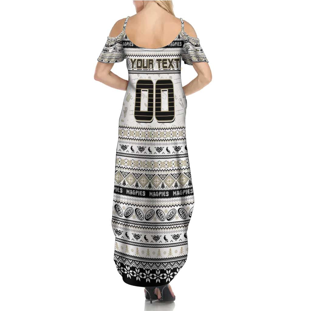 Personalized Magpies Rugby Xmas Summer Maxi Dress Australia AFL Mascot