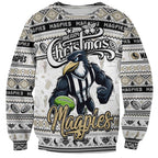 Personalized Magpies Rugby Xmas Sweatshirt Australia AFL Mascot