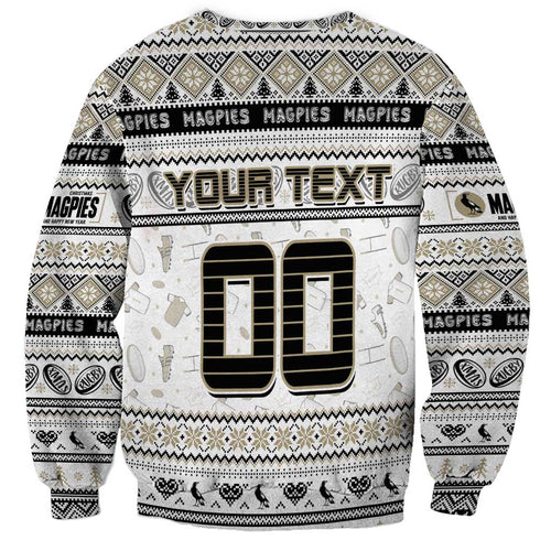 Personalized Magpies Rugby Xmas Sweatshirt Australia AFL Mascot