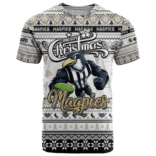 Personalized Magpies Rugby Xmas T Shirt Australia AFL Mascot