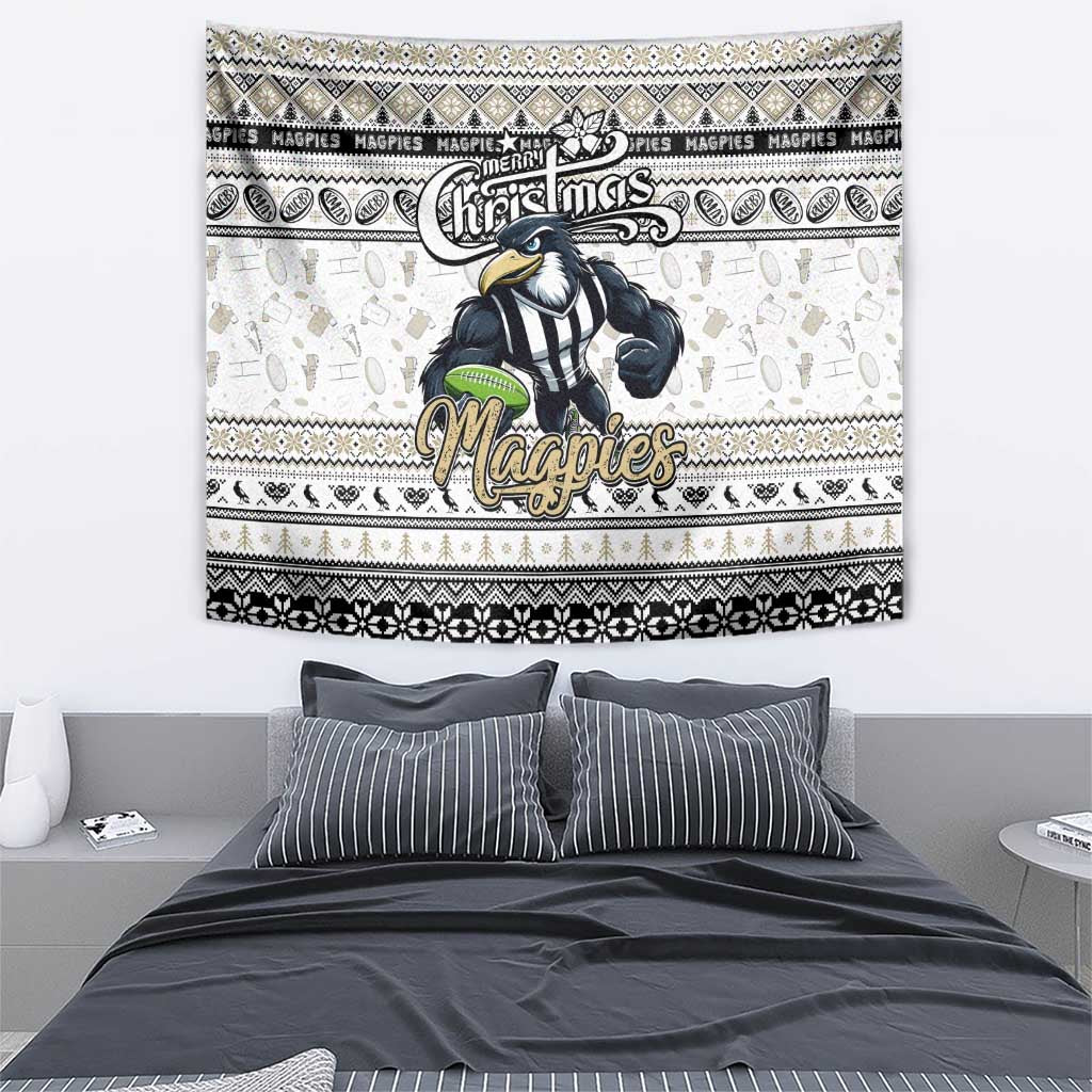 Magpies Football Xmas Tapestry Australia AFL Mascot