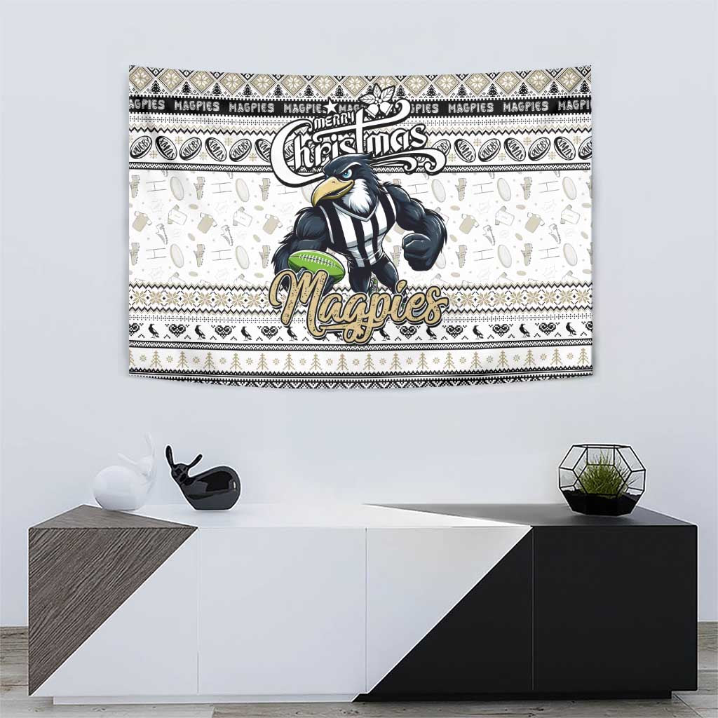 Magpies Football Xmas Tapestry Australia AFL Mascot