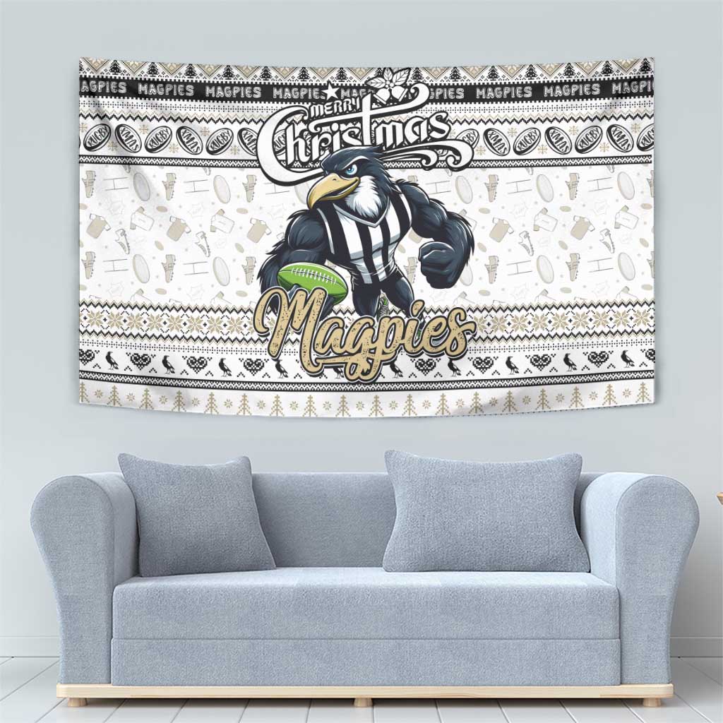Magpies Football Xmas Tapestry Australia AFL Mascot