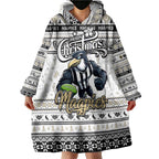 Personalized Magpies Rugby Xmas Wearable Blanket Hoodie Australia AFL Mascot